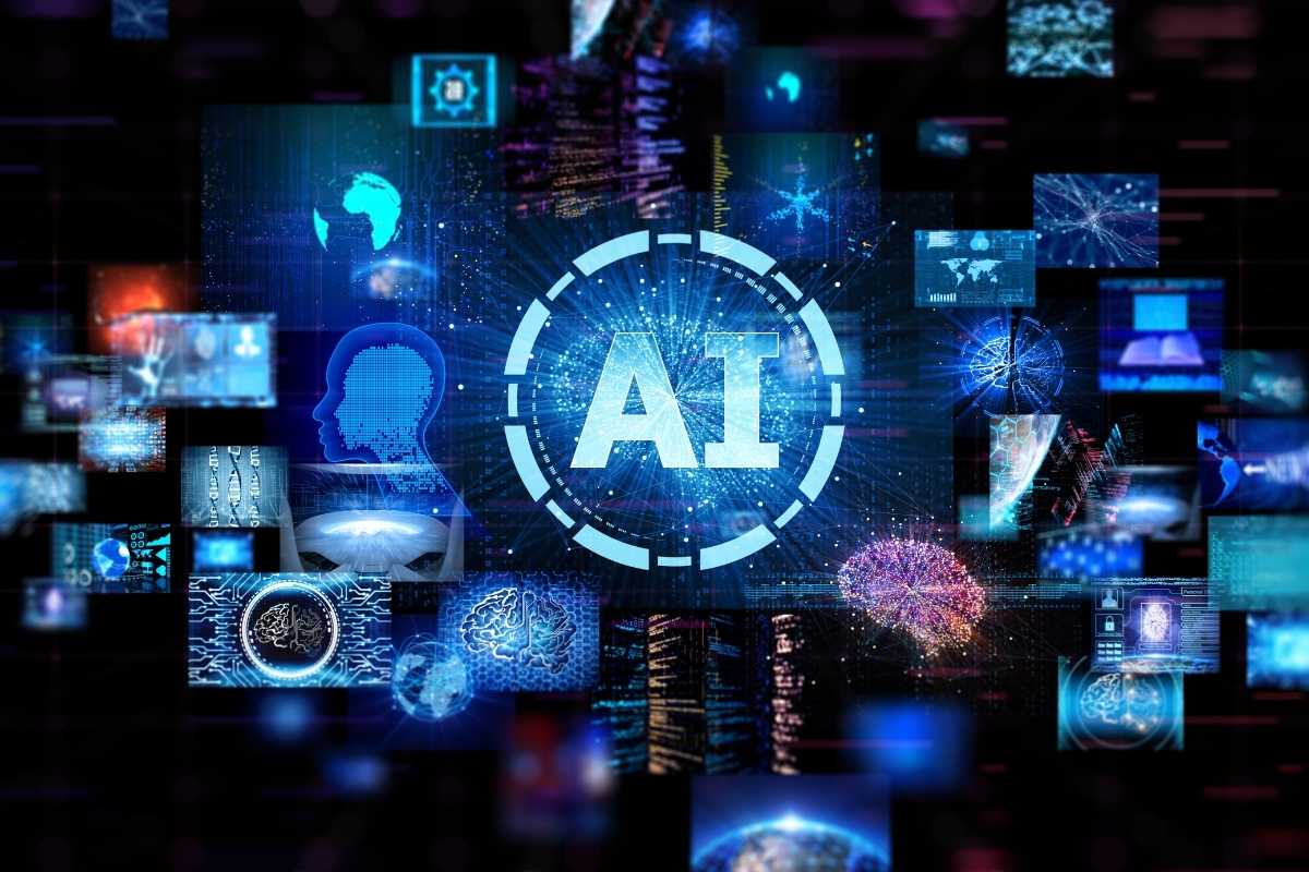 A visual representation of an AI system processing data
